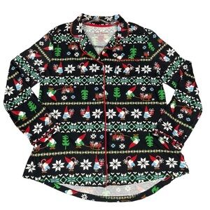 Hanna Anderson Christmas Gnome Sweet Gnome Cozy Flannel Button Up Pajama Top  S